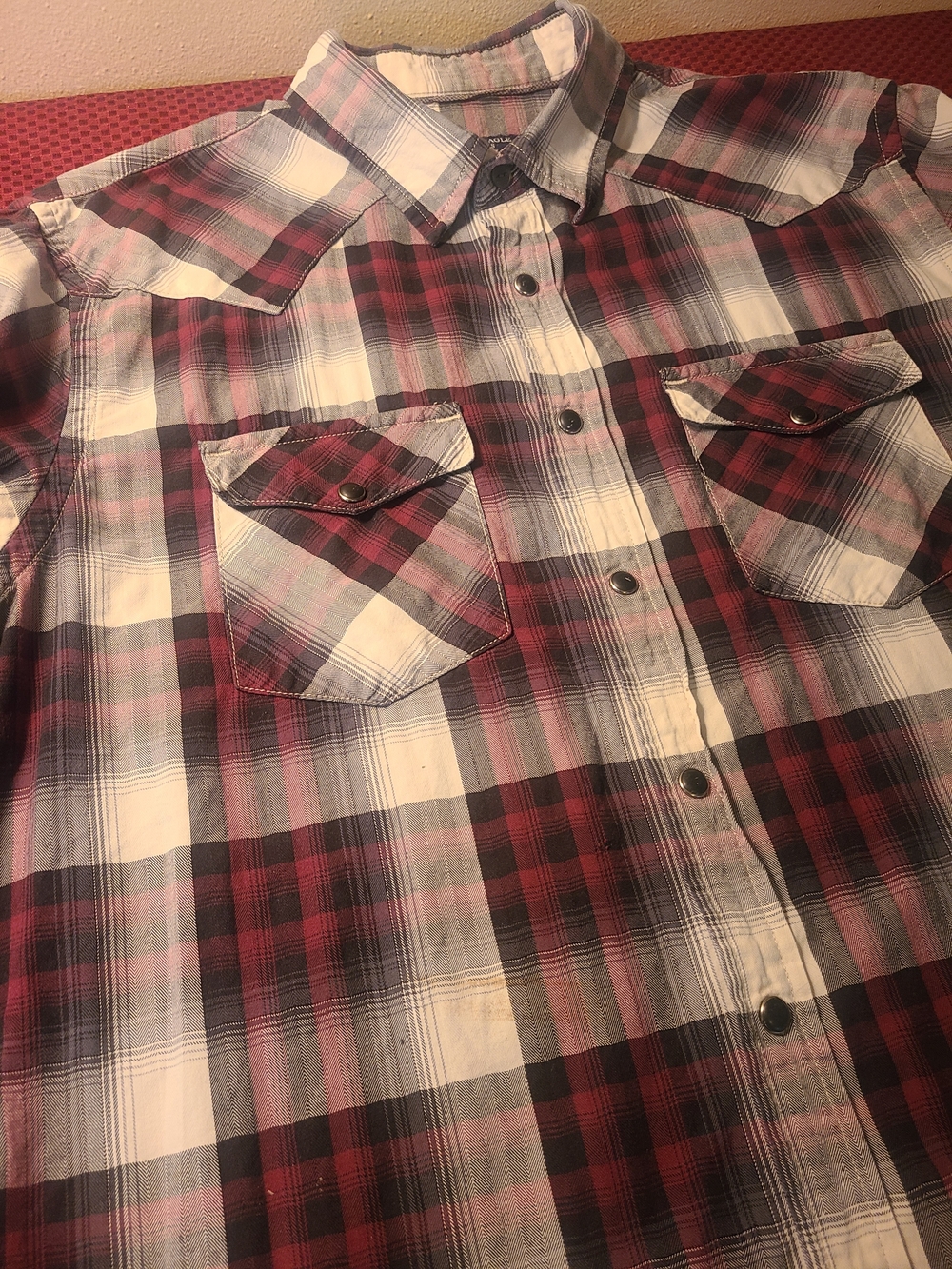 Men's Red Plaid Button-Down Shirt